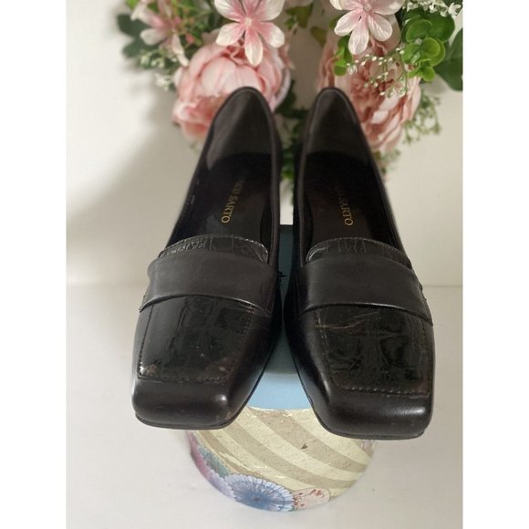 Franco Sarto Fever Dark Brown with Croc Print‎ Leather Pump Heels Women's 8M - Picture 4 of 12